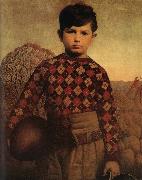 Grant Wood The Sweater of Plaid France oil painting artist